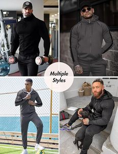 Survêtement unisexe d'été avec poches zippées, sweat à capuche zippé intégral, ensemble 2 pièces respirant et à séchage rapide pour la course, le jogging, le sport et les loisirs - Product Image 5