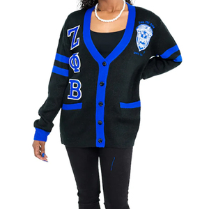 Zeta Phi Beta Sorority Embroidery Women Acrylic <b>Cardigans</b> | Sorority Embroidered Ladies Custom Style Woolen <b>Cardigan</b> <b>Sweater</b> - Product Image 4