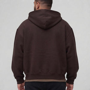 Custom Manufacturer <b>Men</b> <b>Oversize</b> Zipper Hoodies Trendy Drop Shoulder Design Cotton Fleece Outerwear <b>Hoodie</b> With Ribbed Cuffs - Product Image 3