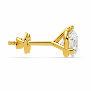 Round Brilliant Cut Lab Grown Diamond Stud <b>Earrings</b> Three Prong Martini Screw <b>Back</b> Jewelry 14K 18k Pure Gold Engagement <b>Earrings</b> - Product Image 3