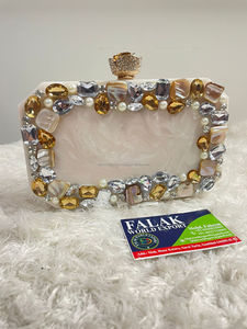 Elegante bolso de mano informal de resina para mujer Accesorio de boda de alta calidad con diamantes de imitación Falak World Export - Product Image 3