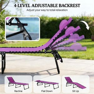 <b>Purple</b> Folding Lounge <b>Chair</b> Outdoor Sun Lounger <b>Chair</b> - Product Image 2
