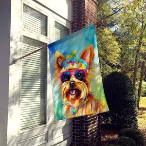 Yorkshire Terrier Hippie gran porche poste decorativo patio Banner Multicolor colgante de pared poliéster casa tamaño ilustraciones Multicolor - Product Image 2