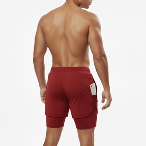 Shorts de sport 2-en-1 pour homme, couleur unie, avec cordon de serrage à la taille, vêtements de sport performants pour la remise en forme - Product Image 3