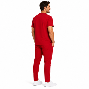 Custom Men Scrub <b>Set</b> V Neck Short Sleeve Top Jogger Pants Medical Uniform <b>Doctor</b> Nurse Suit Solid Color Work Wear Men Scrub <b>Set</b> - Product Image 4