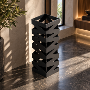 Porte-parapluie géométrique moderne en métal avec design ajouré |   Porte-parapluie élégant et autoportant pour l'entrée de la maison et les bureaux - Product Image 4