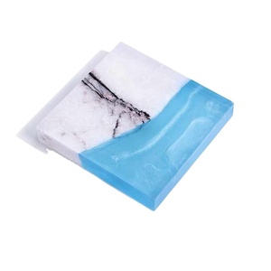 Posavasos epoxi para decoración del hogar, posavasos de mármol y resina, color azul y blanco, 100% Natural, hecho a mano, fabricante al por mayor - Product Image 1
