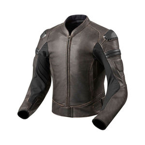 Custom Vintage Men Genuine <b>Leather</b> Motorcycle <b>Jacket</b> Protective CE Armor Biker Riding Gear Distressed Cowhide Racing Coat - Product Image 5