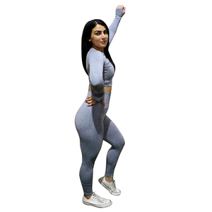 Conjuntos de Yoga de Marca Blanca, Conjuntos Deportivos Lisos con Tejido Acanalado, Ropa de Gimnasio al por Mayor, Ropa Deportiva Personalizada, Conjuntos de Yoga con Diseño Personalizado de Fábrica - Product Image 1