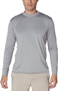 Camisa de Protección Solar UPF 50 de Manga Larga Gris para Hombre, Secado Rápido, Color Sólido, Ropa de Pesca - Product Image 2