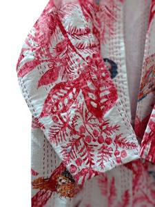 Bata Kimono con Estampado de Dibujos Animados para Mujer, Suave y Transpirable, de Algodón, para Verano, Hecha a Mano, ODM, Cuello en V, Cintura Elástica, Largo Completo - Product Image 2