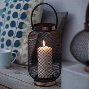 Farol de metal para velas, portavelas dorado, farol de cristal tipo huracán, farol decorativo de metal para mesa. - Product Image 3