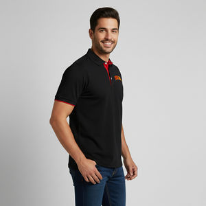 Camisas de hombre de punto 100% algodón OEM, logotipo bordado personalizado, transpirables, de alta calidad, de color sólido, manga corta, tipo polo. - Product Image 3
