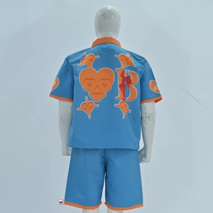 MRI Brand Mens Short Sleeves <b>Track</b> Sets Blue Orange Contrast Trim Printed Letter Custom Logo OEM Pattern Regular Fit Casual Wear - Product Image 4