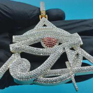 Colgante Ojo de Horus Iced Out VVS Moissanite de Plata 925, Joyería Fina Hip Hop, Pasa Prueba de Diamante, Colgante Bilingue para Rapper - Product Image 3