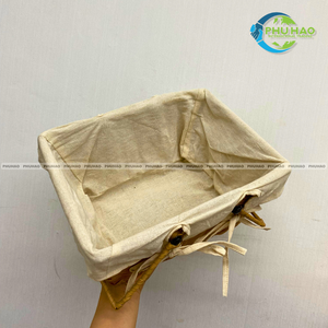 Eco-Friendly Wicker <b>RATTAN</b> <b>Storage</b> <b>Basket</b> with Handles Rectangular Shape with Cotton Liner - Product Image 6