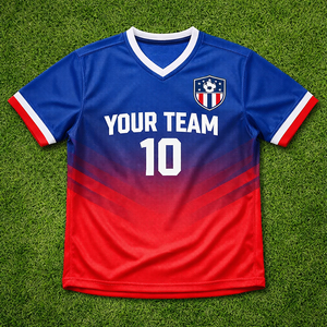 เสื้อฟุตบอลทีมโรงเรียนแบบสั่งทำพิเศษ ไซส์ใหญ่ แห้งเร็ว ระบายอากาศได้ดี ผ้าโพลีเอสเตอร์ 100% พิมพ์ชื่อและหมายเลขผู้เล่นตามสั่ง - Product Image 1