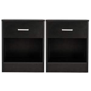 2pcs Black <b>Nightstands</b> with Drawer Elegant Furniture Accessory - Product Image 2