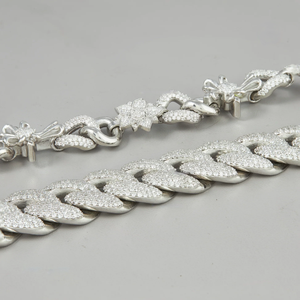 Men's Rhodium Plated Zinc Alloy Chain Necklace With Cubic Zirconia Star Links Hiphop Style Fashion Jewelry - Product Image 2