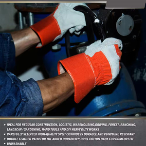 Canadian <b>Gloves</b> Extended Cuff Leather Work <b>Gloves</b> Industrial Use Canadian <b>Gloves</b> Fabric Back Cowhide Palm Work <b>Gloves</b> - Product Image 3