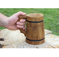 Taza de Madera Ecológica Grabada Personalizada y Jarra de Cerveza Hecha a Mano con Asa para Regalos, Vino, Viajes y Uso Doméstico
