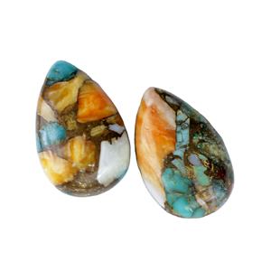 Turquesa Mohave, Cobre, Ostra, Cabujón, Corte DIY, Anillo, Pendiente, Colgante, Forma Mixta, Suelto, Sintético (Creado en Laboratorio), Tercera Piedra Preciosa - Product Image 1