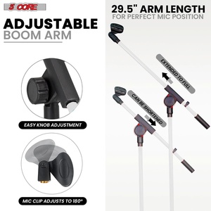 5 Core Mic <b>Stand</b> Floor Pair Universal 72" Height Adjustable Tripod <b>Microphone</b> <b>Stands</b> w Boom Arm - Product Image 5