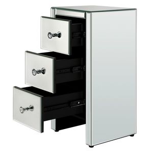 Comodino in Vetro a Specchio di Piccole Dimensioni con Tre Cassetti, Arredamento per Camera da Letto - Product Image 4