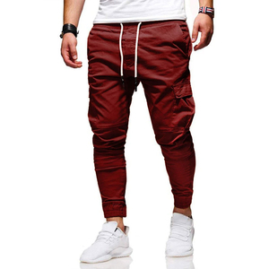 Men Lightweight Polyester Mid-Waist Cargo Jogger Pants Drawstring Closure Multiple Pockets Breathable Woven Trousers Casual - Product Image 3