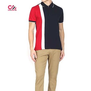 CARE MASTER เสื้อโปโลแขนสั้นผู้ชาย ดีไซน์ซิป ลำลอง ทรงปกติ สีแดง กรมท่า ขาวลายทาง - Product Image 3