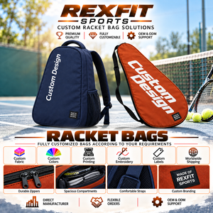 Sac de rangement léger pour raquette de squash avec fermeture éclair personnalisée et bandoulière, idéal pour les entraînements en club - Product Image 5