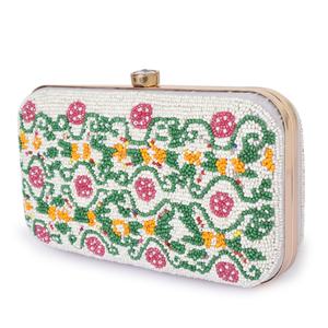 Nouvel arrivage Embrayage de boîte brodée pour femmes styliste Sacs à main en perles de rocaille Sacs de mariée Boîte personnalisée Embrayage Géométrique Satin - Product Image 3