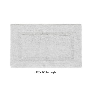 White Rectangle Bath <b>Mat</b> Cotton Tufted Non-Slip Rubber Backing Modern Home Use - Product Image 2