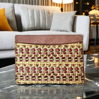 Dompet Kartu Kulit PU Anti-RFID Dua Warna Cetak Mewah, Desain Terbuka Tipis, Stylish, Tahan Lama, Unisex, Panjang Pendek