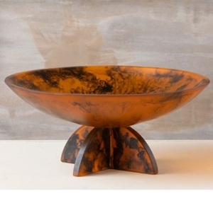 Tazón de Servir Clásico Azul Cielo, Hecho a Mano en Resina con Efecto Mármol Pulido, Duradero, Tazón de Frutas de Lujo para Camping, Decoración del Hogar, Centro de Mesa - Product Image 2