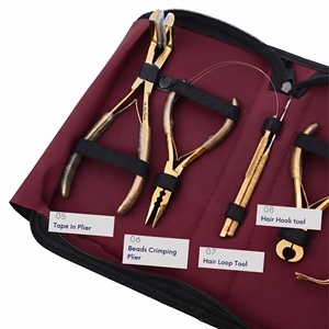 Kit d'outils professionnels tout-en-un en acier inoxydable pour extensions de cheveux : Pince à micro-anneaux, Pince à sertir, Pince à bandes, Crochet et boucle - Product Image 3