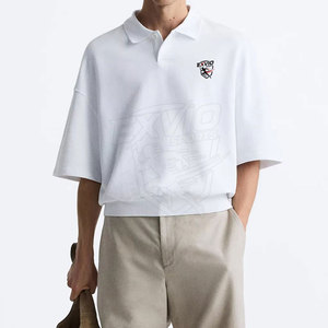 บริการออกแบบเสื้อโปโลโอเวอร์ไซส์ OEM พร้อมโลโก้ของคุณเอง เสื้อโปโลโอเวอร์ไซส์ผู้ชายสีตามสั่ง - Product Image 4