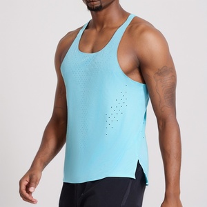 Men Running Singlet Quick Dry Breathable Singlet Wholesale Stylish square Collar <b>Light</b> Weight Seamless Sports Active tank Top - Product Image 1