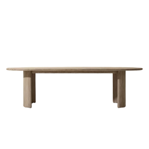Luxury <b>Outdoor</b> Dining <b>Table</b> Solid Teak Modern Oval Top Sculptural Fluted Pedestal Base Premium Craftsmanship Waterproof - Product Image 4
