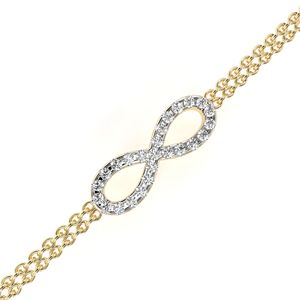 Unisex Yellow Gold Plated <b>Infinity</b> <b>Bracelet</b> Emerald Cut Diamond Pav Setting Classic Chain Link Design Engagement Everyday Wear - Product Image 4