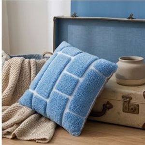 Newest Trending <b>Blue</b> Quilted <b>Throw</b> Pillows Rectangle Solid Color Washable Polyester Decorative Pillow Covers Minimalist Style - Product Image 5