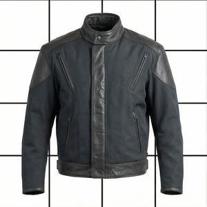 Chaqueta de moto de verano para hombre NAI-0566A, de cuero y textil, con cierre de cremallera, estilo motero, ropa de motociclismo de color personalizado. - Product Image 1