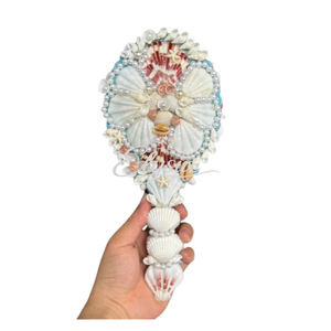 Handmade Natural Seashell Handheld Makeup Mirror Decorative Vanity Hand Mirror Beach Coastal <b>Gift</b> Vietnam Handicrafts - Product Image 2
