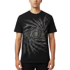 T-shirt pour homme à manches courtes en coton 100% respirant, col rond, style unique, décontracté, avec strass, haute qualité, meilleur prix - Product Image 4