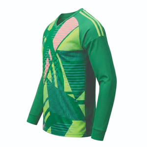 Camiseta de portero para hombre, manga larga, acolchada, con estampado geométrico verde, cuello en V, absorbe la humedad, ropa deportiva de manga completa. - Product Image 5