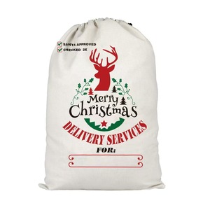 Santa Sacks Classic Fashionable <b>Large</b> Christmas Canvas Cotton Drawstring <b>Bags</b> Bulk <b>Storage</b> Gift Wrapping 27.5" X 19.5" - Product Image 5