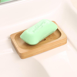 Support et plateau à savon en bambou écologique avec drain, petite coupelle multi-formes pour salle de bain et douche, design épuré - Product Image 2