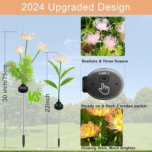 Set di 4 Luci Solari da Giardino per Illuminazione Esterna, Fiori Rossi Luminosi su Stelo, Dimensioni Ridotte, Funzione Auto ON/OFF per Uso Esterno - Product Image 3