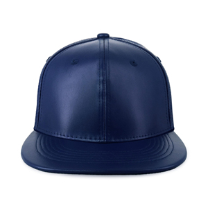 Gorra snapback azul de PU de 6 paneles, ajustada, unisex, informal, de color sólido. - Product Image 4