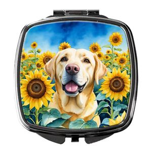 <b>Compact</b> Folding Handheld Makeup <b>Mirror</b> Labrador Retriever and Sunflowers Decorative Travel <b>Mirror</b> Gift for Women and Girls - Product Image 1